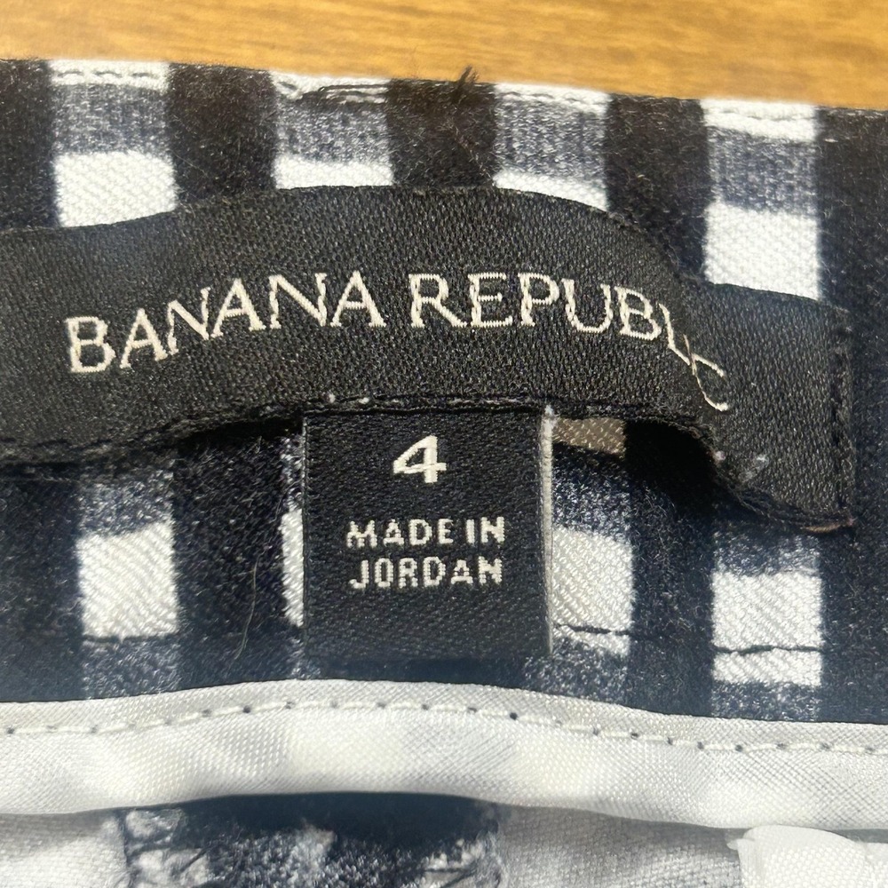 Set 2 Banana Republic Sloan Pants Womens 4 4P Blue Stripe Check Stretch Work - Picture 10 of 12